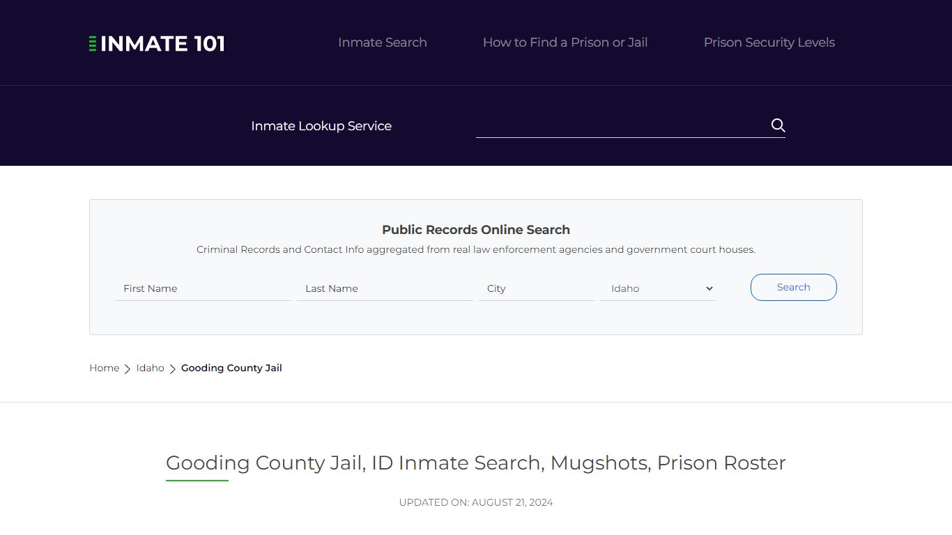 Gooding County Jail, ID Inmate Search, Mugshots, Prison Roster