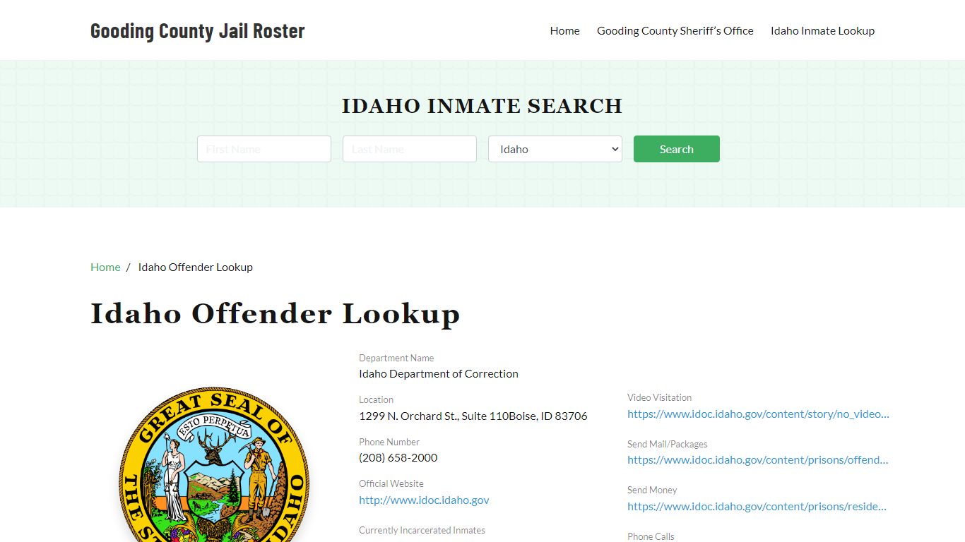 Idaho Inmate Search, Jail Rosters - Gooding County Jail