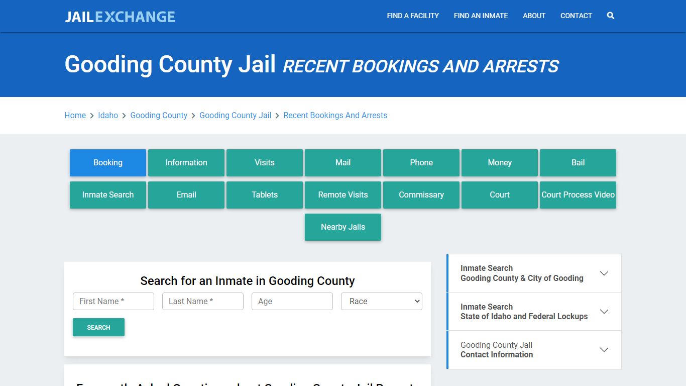 Gooding County Jail Recent Bookings And Arrests - Jail Exchange